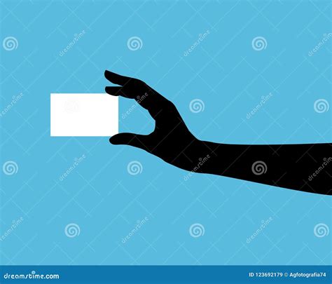 Silhouette Of Hand Holding A White Card Stock Illustration