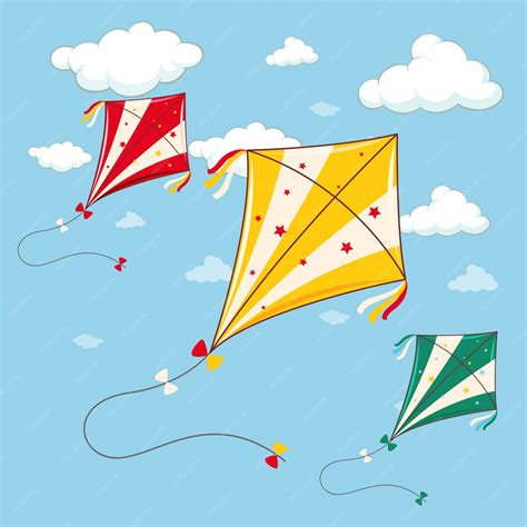 Kites Flying In The Sky Drawing