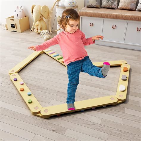 Wooden Kids Balance Beam Natural Birch Toddler Balance Beam For Indoor