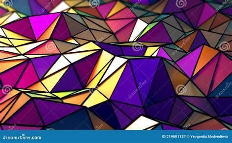 Abstract Stylized Floating Rainbow Shimmering Triangles In A Wavy