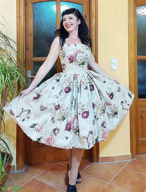 Pinup Rockabilly Ruha Romantikus R Zsa Mint S Vir Gos Meska Hu