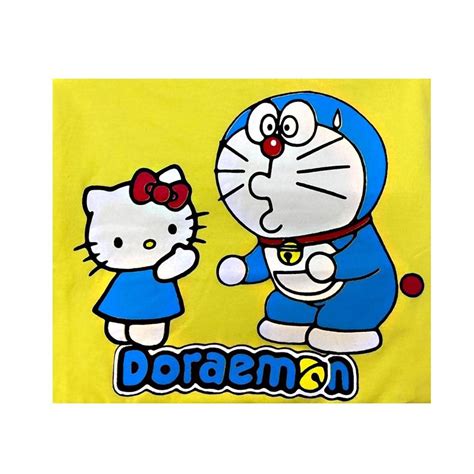 T Shirt Printed Doraemon Hello Kitty