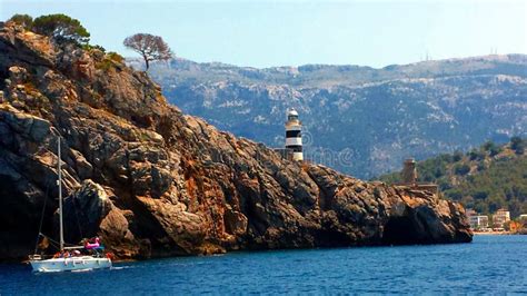 Lighthouse in Port De Soller, Majorca Mallorca, Spain Stock Photo ...