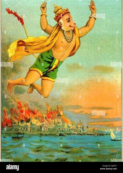 Hanuman Burns Lanka With Tail Stock Photo Alamy