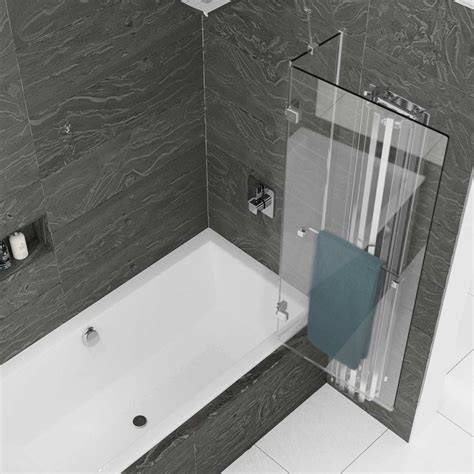 Kudos Inspire 8mm Two Panel Out Swing Bath Screen With Towel Rail Right