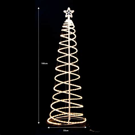 Led 185cm Spiral Rope Light Christmas Tree Star Motif Warm White