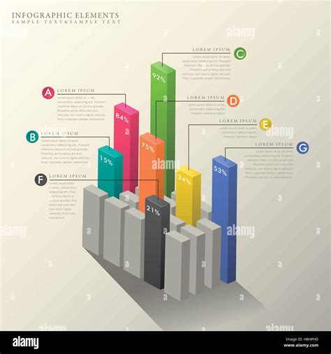 3d Modern Vector Abstract Bar Chart Infographic Elements Stock Vector