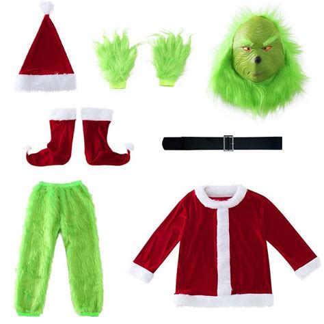 Gomind Grinch Costumes 7PCS Christmas Grinch Costume Adult Cosplay ...