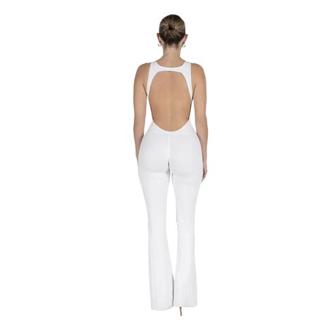 Backless Flare Jumpsuit Ivory – Davis Active
