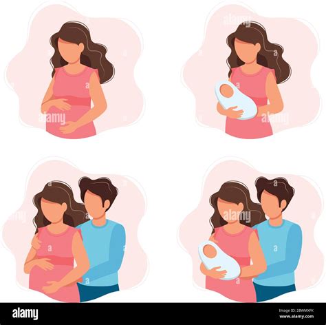 Ilustraciones Del Concepto De Embarazo Y Paternidad Diferentes