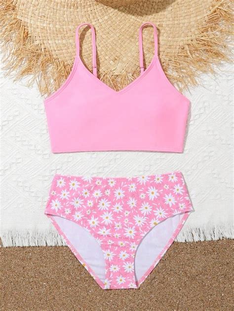 Girls Floral Print Bikini Swimsuit Shein Usa