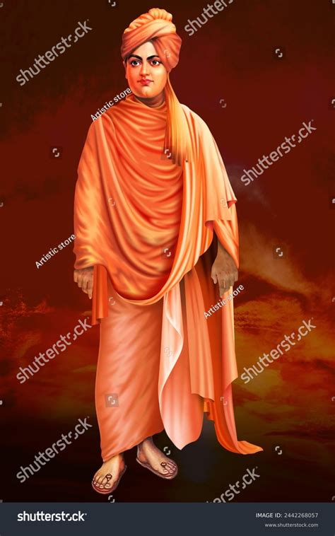 Swami Vivekananda Indian Hindu Monk Philosopher Stock Illustration