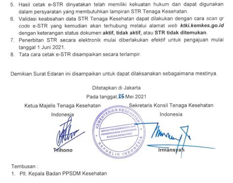 Surat Edaran Tentang Penerbitan Surat Tanda Registrasi Elektronik