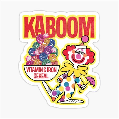 "Defunct Kaboom Breakfast Cereal Box Art with Clown Mascot" Sticker for Sale by StrangeNotions ...