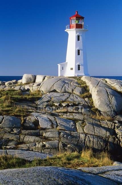 Peggy S Cove Lighthouse Nova Scotia Water Systems Stock Photo