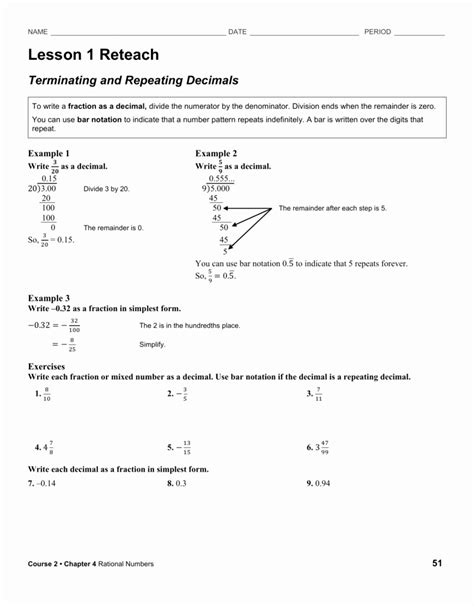 Terminating And Repeating Decimals Worksheet Pro Worksheet