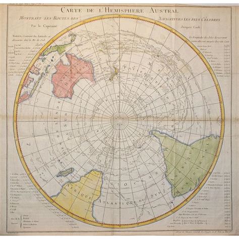 Carte De L Hemisphere Austral Old Map By Cook J