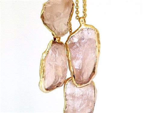 Raw Rose Quartz Necklace Crystal Jewelry