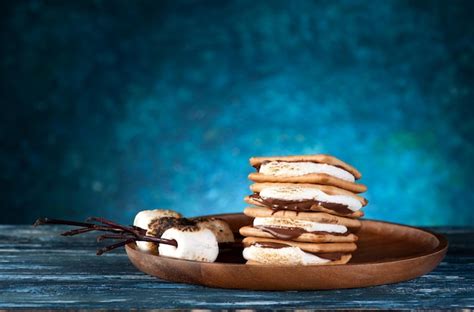 Premium Photo Dessert Smores With Marshmallows Crackers And Chocolate