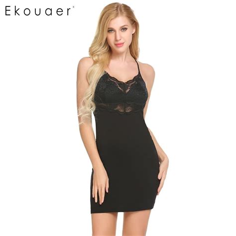 Ekouaer Women Sexy Nightgown Adjustable Spaghetti Straps Sleeveless