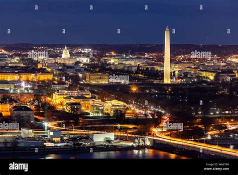 Aerial view of Washington DC cityscape from Arlington Virginia USA ...