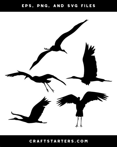 Flying Stork Silhouette Clip Art