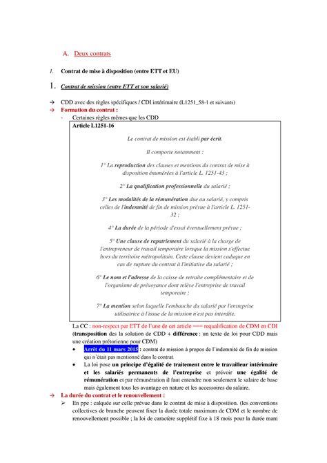 Contrat De Travail A Deux Contrats Contrat De Mise Disposition