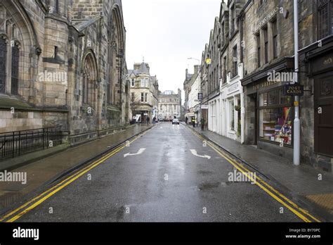 Street and houses of St. Andrews, old town, St. Andrews, Scottland ...