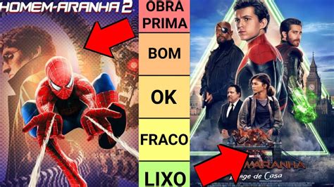 TIER LIST DEFINITIVA Dos FILMES DO HOMEM ARANHA YouTube