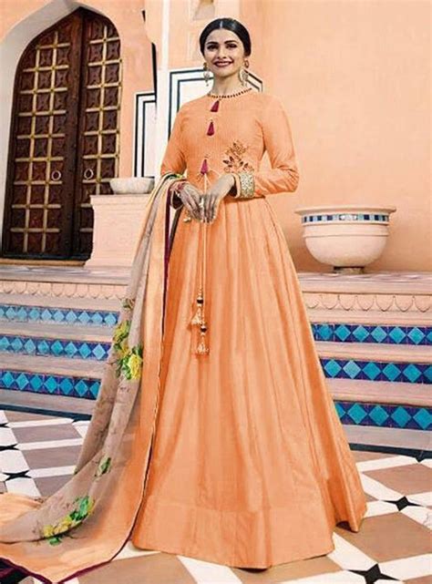 Prachi Desai Peach Silk Anarkali Suit Silk Anarkali Suits