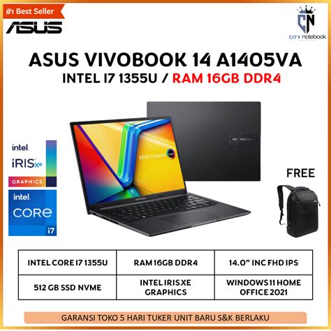 Jual ASUS VIVOBOOK 14 A1405VA I7 1355U 16GB 512GB SSD W11 OHS 14 0WUXGA