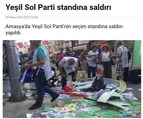 Görüntünün Yeşil Sol Partinin Amasyadaki seçim standına yapılan