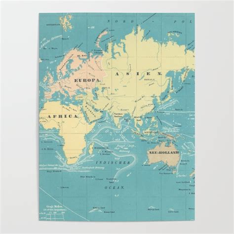 Vintage Map of The World (1845) Poster by BravuraMedia | Society6