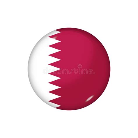 Round Flag Of Qatar Vector Illustration Button Icon Glossy Badge