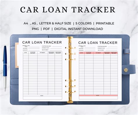 Car Loan Payment Tracker | Auto Debt Payoff Tracker | Car Loan Tracker