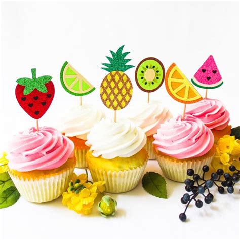 Tutti Frutti Cupcake Topper Tropical Cupcake Topper Luau Party Decor