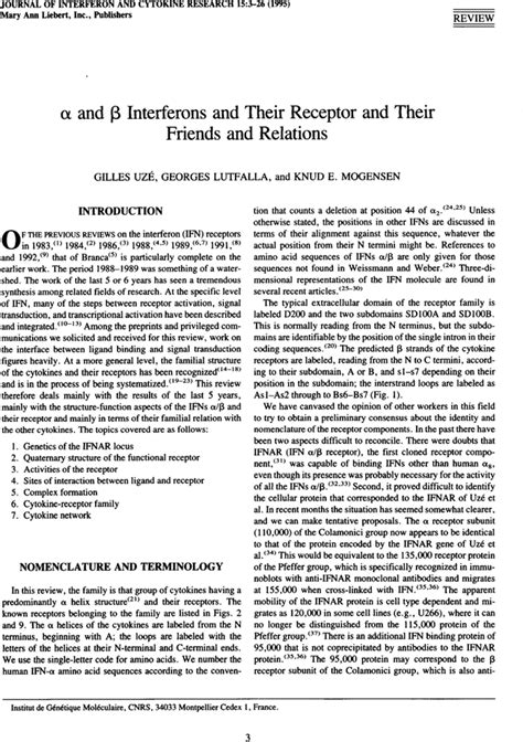 α And α Interferons And Their Receptor And Their Friends And Relations Journal Of Interferon