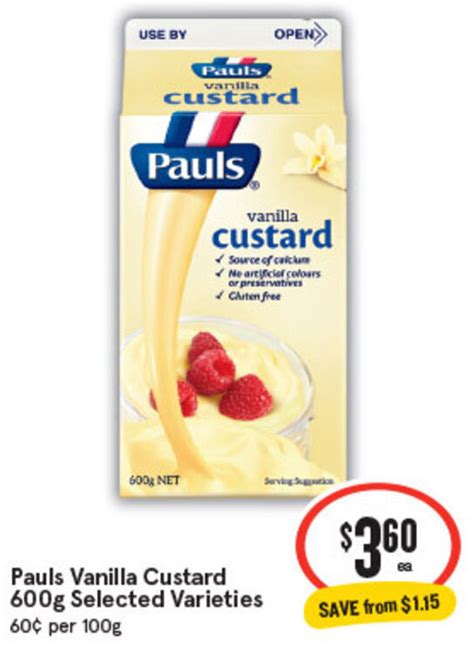 Pauls Vanilla Custard 600g Offer At IGA