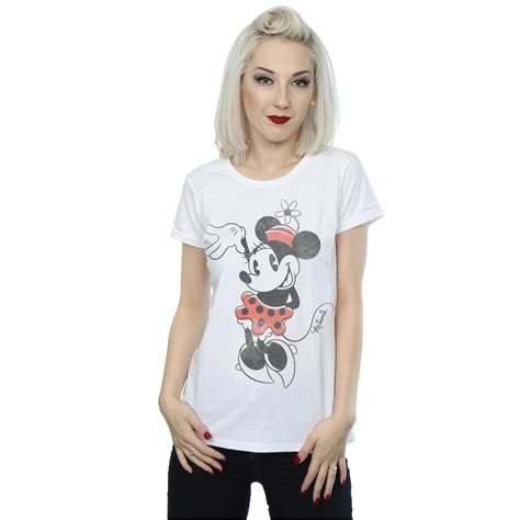 Disney Womens Minnie Mouse Waving Cotton T Shirt