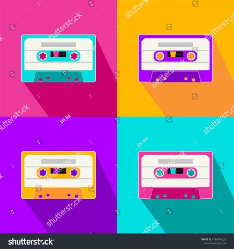 Collection Plastic Audio Cassette Tape Different Stock Vector Royalty Free 1786756229