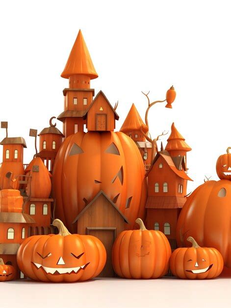 Premium Photo | 3d halloween town concept pumpkin