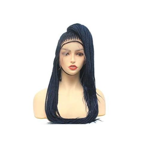 Midnight Blue Cornrow Full Lace Updo Braided Wig 230 00 Ghana Weave