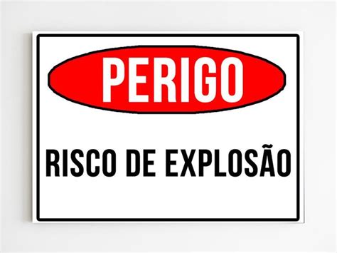 kit 3 placas de sinalização perigo risco de explosão Mago das Camisas