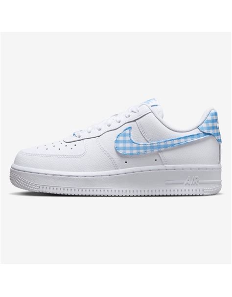 Nike Wmns Air Force Low Ess Trend Gingham Plaid University Blue