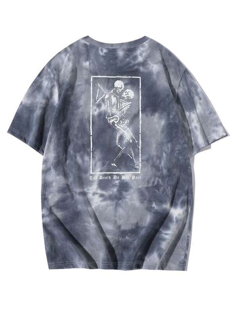 Men Slogan Skeleton Graphic Tie Dye Tee Shein Usa