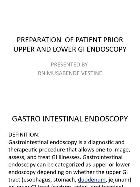 Preparation Of Patient Prior Upper And Lower Gi Pdf Endoscopy