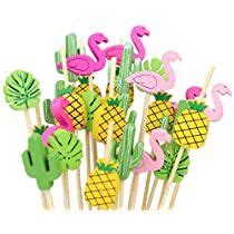 Cocktail Picks Pcs Tropical Picks Bamboo Toothpicks Flamingo