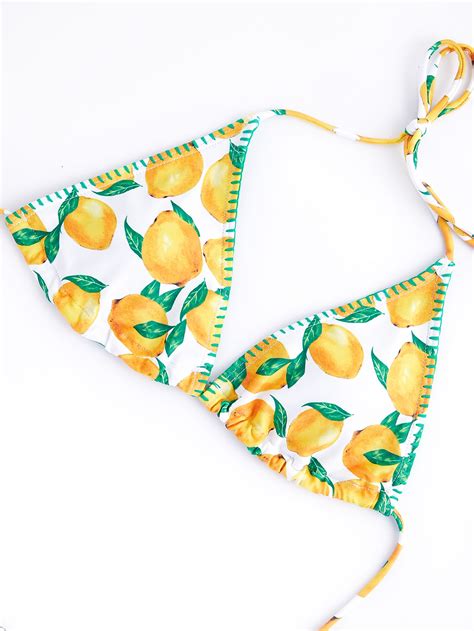 Bikinx Fruit Print Tassel Decor Halter Triangle Bikini Swimsuit Shein Usa