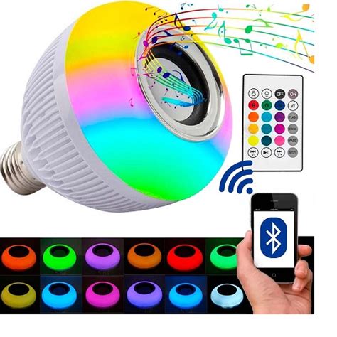 Lâmpada Bluetooth De Led Caixa De Som C Controle Rgb 12W Escorrega o