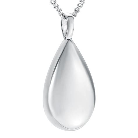 Elegant Teardrop Silver Pendant Memorial Jewelry Ashes Keepsake For Human Ash Holder Stainless